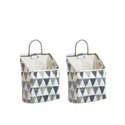2 Pcs Wall-Hanging Storage Bags,Desktop Organizer Basket Cotton Linen Triangle