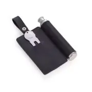 Bey-Berk Model FS512G With Golf Tag in Black Leather Steel Flask