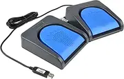 iKKEGOL Upgraded USB Single Foot Pedal Switch Control One Key Footswitch Program Customized Computer Keyboard Mouse Game Action HID (Grey Blue Pedal) (Double Pedal)