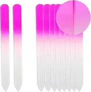 SIUSIO Set of 10 Professional Crystal Glass Nail Files Buffer Manicure Gradient Rainbow Color for Nail polishing - Best for Fingernail & Toenail Care(Pink)