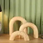 3Pcs Wooden Arches Decorative Object Coffee Table Decor, Boho Shelf Natural