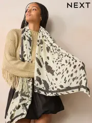 Yellow Dalmation Print Lightweight Scarf (B20578) | $26