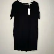 NWOT Eileen Fisher Shorts Jumpsuit Romper Women Size SP Black Cotton Lofty Gauze