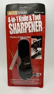 Accu Sharp 4-in-1 Knife & Tool Sharpener, Sharpens All Types Of Steel, NIB