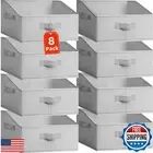 Criusia Closet Organizers Bins 8 Pack - Large Closet Shelf Organizer with Han