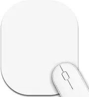 Small Mouse Pad 6 x 7 Inch，Mini Mouse Pad Thick for Laptop Wireless Mouse Home Office Travel，with Non-Slip Rubber Base, Waterproof Mouse Mat，White