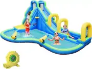 Kids Inflatable Water Slide, 5 in 1 Giant Water Slide Bouncer Park W/Splash Pool