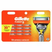 Gillette Fusion 5 Razor Blades 12 Cartridges ~ made in USA~100% ORIGINAL