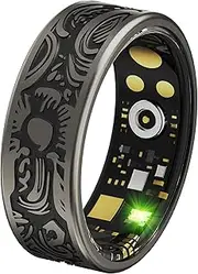 CNBRO Smart Ring Heart Rate Monitor Sleep Ring Health Rings for Men Women Gothic Rings Punk Smart Rings for Android & iOS Step Counter Calorie Counter Ring