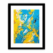 Yellow Blue Dripping Color Framed Art Framed print Art Poster