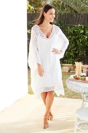 Lace Overlay Shift Dress--HAMM-H43422