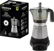 Universal Electric Moka Pot 6-Cup Cuban Italian Espresso Coffee Maker Silver NEW