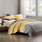 Echo 3-Piece Reversible Full/Queen Coverlet Set in Grey/Mustard ~ Brand New!