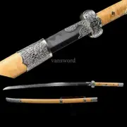 Soshu Kitae Clay Tempered Steel Chinese Dao 苗刀 Brass Sword Phoebe Nanmu Sheath .