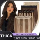 One Piece Weft 3/4 Full Head Clip in Real Remy Human Hair Extensions Highlight