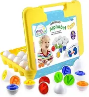 Magic Sensory Alphabet Eggs – 26 Plastic Colourful Matching Egg Toy Set for Kids – Montessori Sensory Learning Activity, Learn A–Z Letters and Colours – Educational Toy for Toddlers Ages 1–3