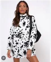 Motel Women’s Jumper Dress Dalmation Prints Size M BNWT