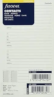 Filofax Personal Organiser Name/Address/Numbers Value Pack Refill - White