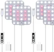 DOMMIA Grow Lights, 2-Pack Natural White Dimmable Grow Lights for Indoor Plants Full Spectrum with Optical Lens, LED Grow Light with Timer 6/12/16H, Under Counter Plant Light with Adapters