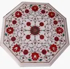 12" Marble side corner Top semi precious stones Inlay Table Handicraft Work