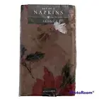 Ariana Dinner Napkins Red Christmas Poinsettias Golden Background Set Of 4 Cloth