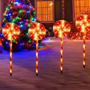 4Pcs Solar Lollipops Cane Light Candy Cane Lights Water-resistant Christmas Outdoor Lawn Light