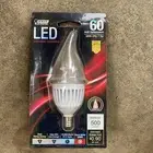 9x, Feit Ele. LED Dimmable Chandelier Flame Tip Bulb 60 Watt Replace Only7.5 Wat