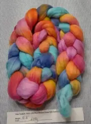 USA Sourced Hand Dyed Painted Med Wool Combed Top Roving Spinning Felting Play