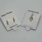 Vintage Treble Clef Music Costume Earring And Pin Set