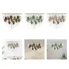 Macrame Wall Hanging for Living Room, Woven Tapestry with Leaf Design