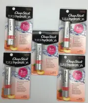 Lot Of 5 ChapStick Total Hydration Sweet Peach Flavored Lip Balm (0.12oz Each)