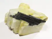 73.8 mm AMPHIBOLE CRYSTAL IN CALCITE, MARY KATHLEEN, QLD.