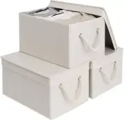 Storage Bins with Lid and Soft Rope Handles, Foldable Storage Basket, Mixing of