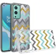 New Design Transparent Bumper Hybrid Case for OnePlus 9 Pro TEAL GOLD ZIGZAG