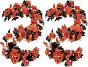 Halloween Fall Maple Garland 5.9 ft Artificial Autumn Garland Fake Maple Leaf Garland Decoration for Halloween Dinner Fireplace Wedding Party Door Frame Decor (Classic Style, 2 Pieces)