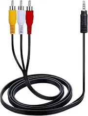 axGear AUX Male 3.5mm to 3 RCA AV Audio Video Male Converter Cable TV Cord Adapter Wire