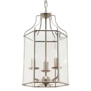 Cougar Arcadia 3 Light Satin Chrome & Clear Bevelled Glass Pendant Light