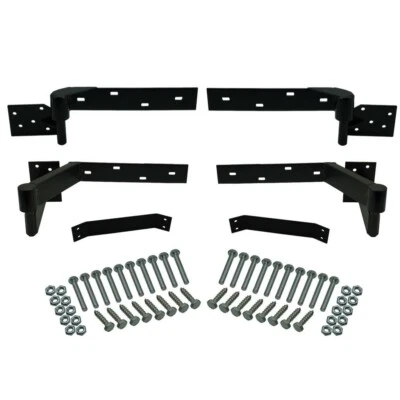 Rising Gate Hinges Left and Right Side Heavy Duty with Support Bracing (Black)