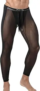 Panegy Herren Mesh Leggings Transparent Netz Hose mit Kordelzug Durchsichtige Muskel Leggings Sexy Clubwear