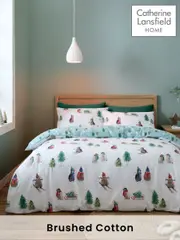Catherine Lansfield White Brushed 100% Cotton Snowy Penguin Duvet Cover Set (AC4028) | $46 - $81
