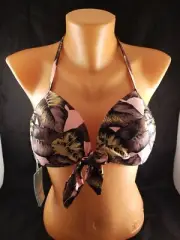 NWT Seafolly Honolua Tie Front Push-Up Bikini Top Sz 10