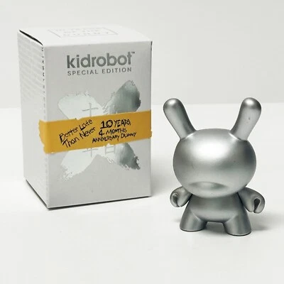 Kidrobot Special Edition 10th Anniversary 3" Dunny Brand New Sealed Box - Silver