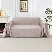 Smarcute Sofa Cover for L Shape Couch Chenille Sofa Slipcover Solid Blanket Throws for Sectional Couches Couch Covers Furniture Throw Covers for Pets Dog Kids(X-Large,180x340cm, Camel)