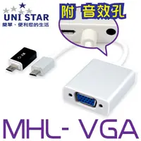 在飛比找PChome24h購物優惠-UNI STAR 智能手機專用MHL-VGA影音線(MHL-