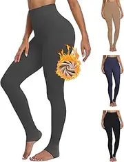 [BAEIDO] Thermal Leggings Women, Thick Soft High Waisted Tummy Control Bright Velvet Lined Pants for Ladies Cold Winter Snow Warm