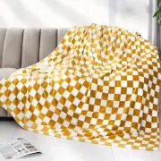 Yellow Checkered Blanket Plaid Throw Blanket Soft Fuzzy Yellow Fleece Blanket...