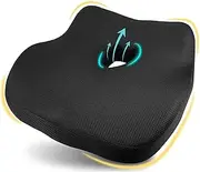 Car Seat Cushion: Ergonomic Memory Foam Seat Cushion for Sciatica Pain Relief, Larger Driving Seat Cushion for Short Drivers on Long Drives - Butt Seat Cushion For Car-Truck, Office - Classic Black