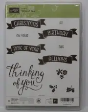 Stampin' Up Hostess Polymer Stamp Set TIME OF THE YEAR Seasons Occasions Banners