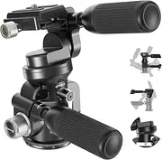 NEEWER 3 Way Tripod Pan Tilt Head (Non Geared) with ±15° Leveling Bowl Base, Photography Fluid Head with Damping, Arca Type QR, Max Load 13.2lb/6kg, Retractable Handle, GM37