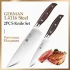 Chef Utility Knife Set Stainless Steel Full Tang Wood Handle Paring Slicing Beef
